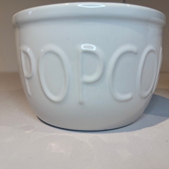 Crate and Barrel Two Popcorn Bowls Ceramic Individual Serving White Lot Of 2 - Picture 2 of 12
